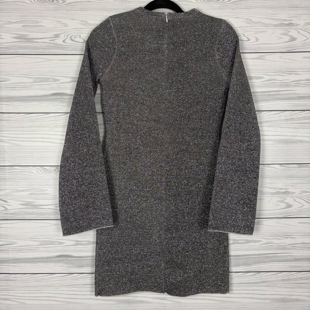 Good American Silver Sparkle Body Con Bell Sleeve Dress Size 1 (Small) - Picture 7 of 10